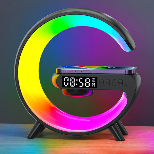 Mini Multifunction Wireless Charger Pad Stand Speaker TF RGB Night