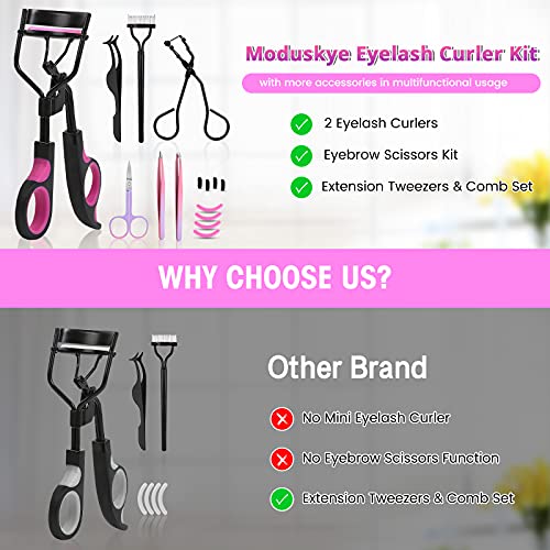 Eyelash Curler Set, Moduskye 7 in 1 Eyelashes Curler with 4 Extra